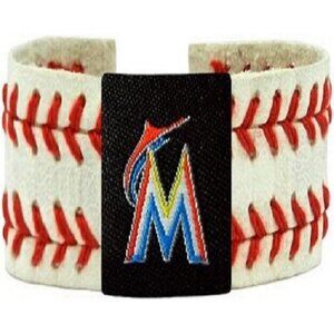 MLB Miami Marlins White 2 Seamer w/Red Stitching Team Baseball Bracelet